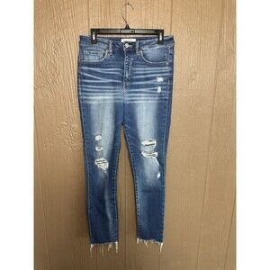BKE Billie Ankle Skinny Stretch Jeans Medium Wash Distressed‎ High Rise Size 29